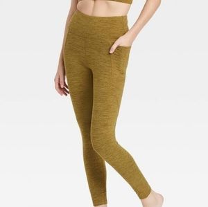 NWT JoyLab high-rise 7/8 leggings w/ pockets spacedye green yellow S